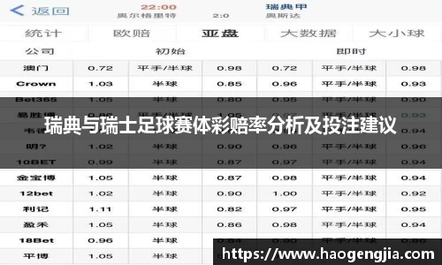瑞典与瑞士足球赛体彩赔率分析及投注建议